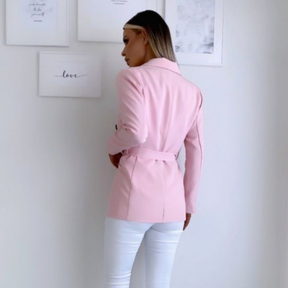 Pink Double Breasted Fitted Blazer - Picture 3 of 3